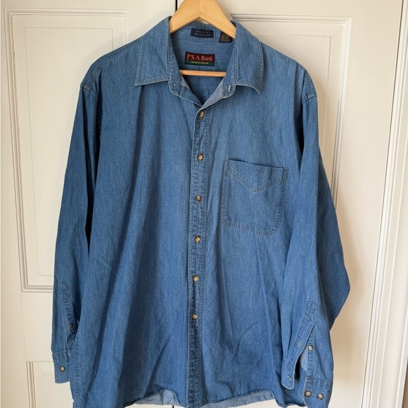 Vintage Jos A. Bank Blue Denim Shirt Classic - Picture 1 of 5